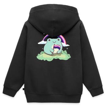 Gender Fluid Stolz Flagge Netter Frosch Subtil LGB - Kinder Premium Organic Zip Hoodie - Schwarz - Hinten - AI Model Kid Male (0cm)