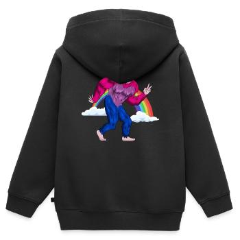 Bi Fier Bisexuel Drapeau Bigfoot LGBTQ subtil - Sweat Premium à capuche zippé enfant bio - noir - Dos - AI Model Kid Male (0cm)