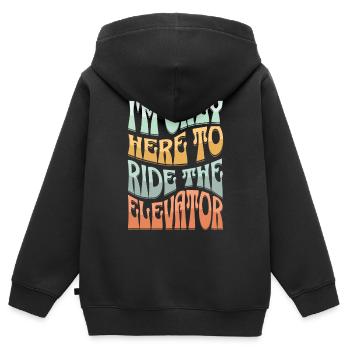 Je ne suis là que pour prendre l’ascenseur - Sweat Premium à capuche zippé enfant bio - noir - Dos - AI Model Kid Male (0cm)