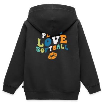 Mädchen Frieden Liebe Softball - Kinder Premium Organic Zip Hoodie - Schwarz - Hinten - AI Model Kid Male (0cm)