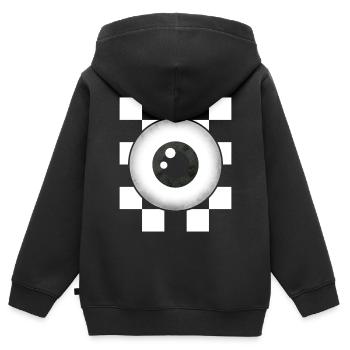 Esthétique bizarre Noir Blanc Globe oculaire en damier - Sweat Premium à capuche zippé enfant bio - noir - Dos - AI Model Kid Male (0cm)