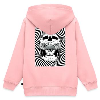 Ailes de globe oculaire de crâne esthétique bizarre - Sweat Premium à capuche zippé enfant bio - rose - Dos - AI Model Kid Female (0cm)