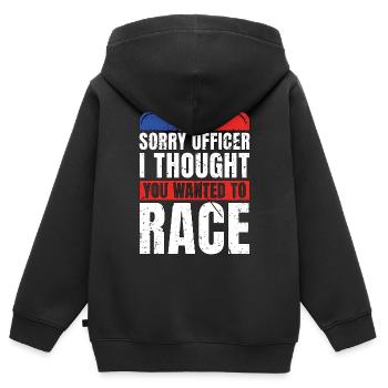 Policier désolé officier je pensais que vous shérif - Sweat Premium à capuche zippé enfant bio - noir - Dos - AI Model Kid Male (0cm)