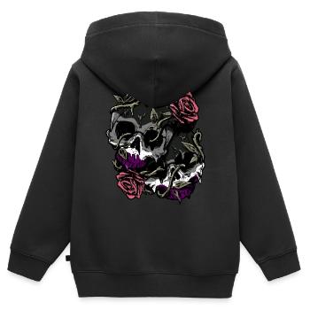 Asexual Pride Ace Flag Skull Roses Subtile LGBTQ - Kinder Premium Organic Zip Hoodie - Schwarz - Hinten - AI Model Kid Male (0cm)
