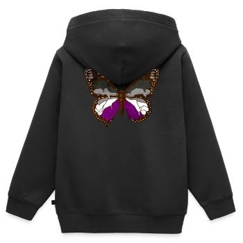 Asexual Pride Ace Flag Butterfly Subtil LG - Sweat Premium à capuche zippé enfant bio - noir - Dos - AI Model Kid Male (0cm)