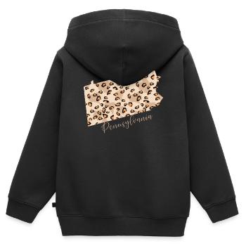 Carte de motif léopard de Pennsylvanie - Sweat Premium à capuche zippé enfant bio - noir - Dos - AI Model Kid Male (0cm)