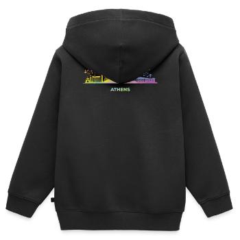 Athener Skyline Athens - Kinder Premium Organic Zip Hoodie - Schwarz - Hinten - AI Model Kid Male (0cm)