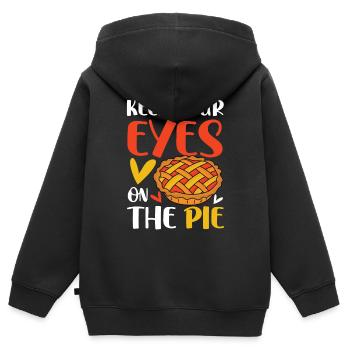 Keep Your Eyes On The Pie für einen Apple Pie - Kinder Premium Organic Zip Hoodie - Schwarz - Hinten - AI Model Kid Male (0cm)
