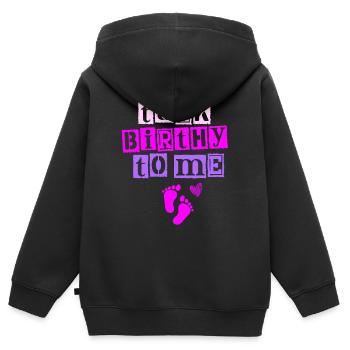 Sprich Birthy Mit Mir Doula Schwangerschaft - Kinder Premium Organic Zip Hoodie - Schwarz - Hinten - AI Model Kid Male (0cm)