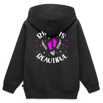 Doula Hebamme Geburt Geburt Schwangerschaft - Kinder Premium Organic Zip Hoodie - Schwarz - Hinten - AI Model Kid Male (0cm)