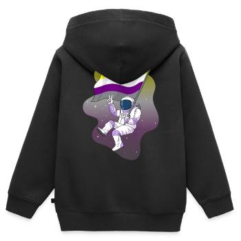 Non binaire Fierté Flag Space Astronaut Subtil LGB - Sweat Premium à capuche zippé enfant bio - noir - Dos - AI Model Kid Male (0cm)
