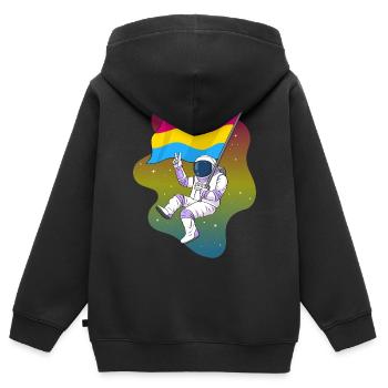 Pansexual Pride Pan Flag Space Astronaut Subtil - Sweat Premium à capuche zippé enfant bio - noir - Dos - AI Model Kid Male (0cm)