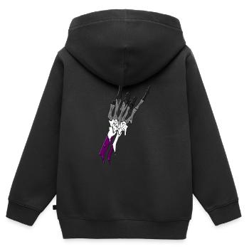 Asexual Pride Ace Flag Devil Horn Skeleton Subtle - Kinder Premium Organic Zip Hoodie - Schwarz - Hinten - AI Model Kid Male (0cm)