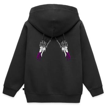Asexual Pride Ace Flag Devil Horn Skeleton Subtil - Sweat Premium à capuche zippé enfant bio - noir - Dos - AI Model Kid Male (0cm)