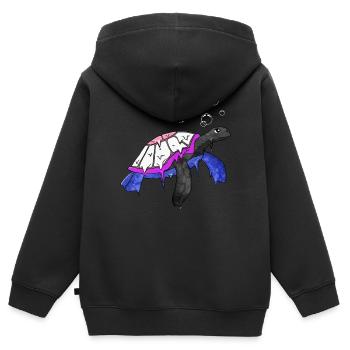 Gender Fluid Stolz Flagge Meeresschildkröte Subtil - Kinder Premium Organic Zip Hoodie - Schwarz - Hinten - AI Model Kid Male (0cm)