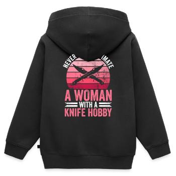 Messer Sammeln Frau Und Messer Sammlung - Sweat Premium à capuche zippé enfant bio - noir - Dos - AI Model Kid Male (0cm)