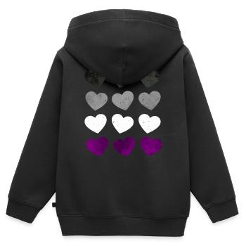 Asexual Pride Ass Flag Hearts Subtil LGBTQ - Sweat Premium à capuche zippé enfant bio - noir - Dos - AI Model Kid Male (0cm)