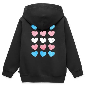 Fierté transgenre Cœur de drapeau transgenre LGBT subtil - Sweat Premium à capuche zippé enfant bio - noir - Dos - AI Model Kid Male (0cm)
