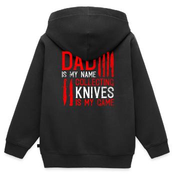 Jagdmesser Sammler Vater Und Messer Sammeln - Sweat Premium à capuche zippé enfant bio - noir - Dos - AI Model Kid Male (0cm)