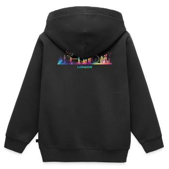 Londoner Skyline London - Kinder Premium Organic Zip Hoodie - Schwarz - Hinten - AI Model Kid Male (0cm)