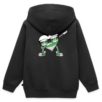 Demiromantic Pride Flag Polka Dot Heart Heart Sub - Sweat Premium à capuche zippé enfant bio - noir - Dos - AI Model Kid Male (0cm)