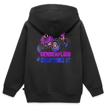 Gender Fluid Pride Monster Truck - Kids Premium Organic Zip-up Hoodie - black - Back - AI Model Kid Male (0cm)