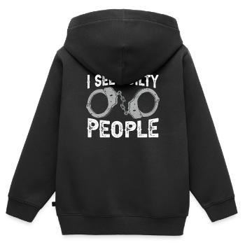 Agent de probation Je vois des gens coupables Gardien de prison - Sweat Premium à capuche zippé enfant bio - noir - Dos - AI Model Kid Male (0cm)
