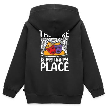 Theatre Is My Happy Place - Kinder Premium Organic Zip Hoodie - Schwarz - Hinten - AI Model Kid Male (0cm)