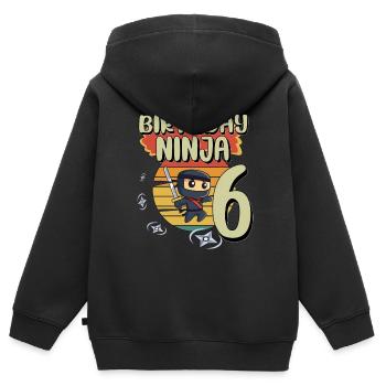 Birthday Ninja 6 Years Old Bday Party Gift - Kids Premium Organic Zip-up Hoodie - black - Back - AI Model Kid Male (0cm)