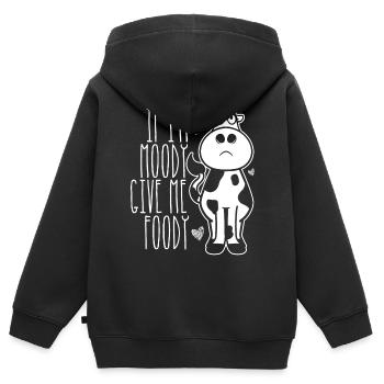 Wenn Ich Launisch Bin, Gib Mir Foody Animal Cow - Kinder Premium Organic Zip Hoodie - Schwarz - Hinten - AI Model Kid Male (0cm)