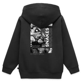 Gardien de reptiles streetwear en python réticulé - Sweat Premium à capuche zippé enfant bio - noir - Dos - AI Model Kid Male (0cm)