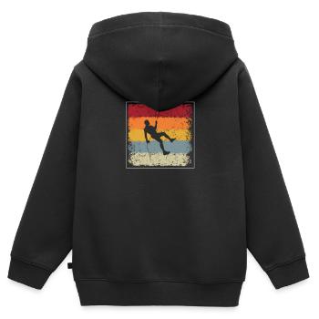 Klettern Retro - Kinder Premium Organic Zip Hoodie - Schwarz - Hinten - AI Model Kid Male (0cm)