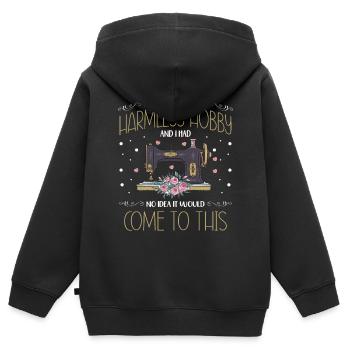 couture, couture, couture, courtepointe, couturière, couture, couture - Sweat Premium à capuche zippé enfant bio - noir - Dos - AI Model Kid Male (0cm)