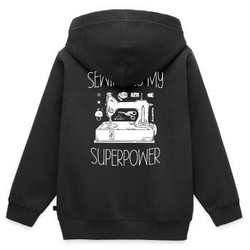 Nähen Ist Meine Supermacht Kanal-quilten Stricken - Kinder Premium Organic Zip Hoodie - Schwarz - Hinten - AI Model Kid Male (0cm)
