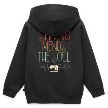 Nähen, Flicken, Die Seele, Kanalisation, Quilten, - Kinder Premium Organic Zip Hoodie - Schwarz - Hinten - AI Model Kid Male (0cm)