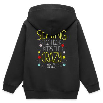couture, couture, couture, courtepointe, couturière, couture, couture - Sweat Premium à capuche zippé enfant bio - noir - Dos - AI Model Kid Male (0cm)