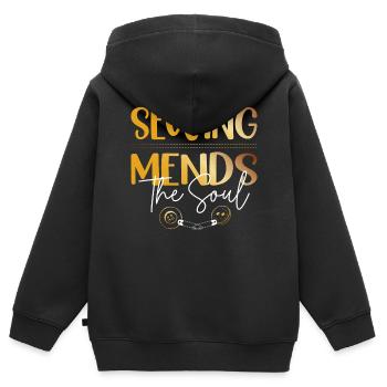 Nähen, Flicken, Die Seele, Kanalisation, Quilten, - Kinder Premium Organic Zip Hoodie - Schwarz - Hinten - AI Model Kid Male (0cm)