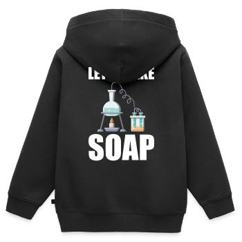 Production de savon Fabricant de savon - Sweat Premium à capuche zippé enfant bio - noir - Dos - AI Model Kid Male (0cm)