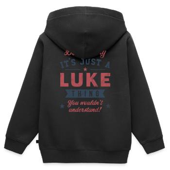Es ist eine Luke-Sache - Kinder Premium Organic Zip Hoodie - Schwarz - Hinten - AI Model Kid Male (0cm)