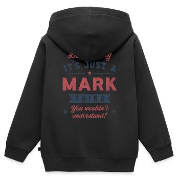 Es ist eine Mark-Sache - Kinder Premium Organic Zip Hoodie - Schwarz - Hinten - AI Model Kid Male (0cm)