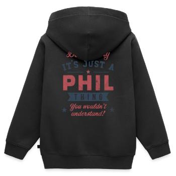Es ist eine Phil-Sache - Kinder Premium Organic Zip Hoodie - Schwarz - Hinten - AI Model Kid Male (0cm)