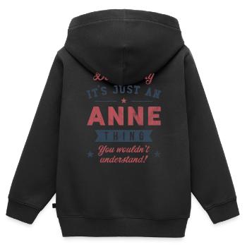 Es ist ein Anne-Ding - Kinder Premium Organic Zip Hoodie - Schwarz - Hinten - AI Model Kid Male (0cm)
