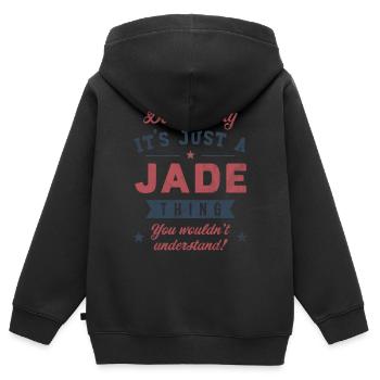 Es ist eine Jade-Sache - Kinder Premium Organic Zip Hoodie - Schwarz - Hinten - AI Model Kid Male (0cm)