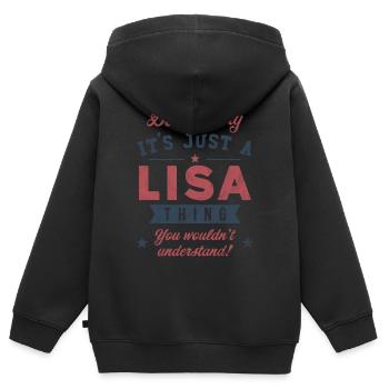 Es ist eine Lisa-Sache - Kinder Premium Organic Zip Hoodie - Schwarz - Hinten - AI Model Kid Male (0cm)