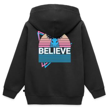 Schakalope Retro Cryptid Cryptozoology - Kids Premium Organic Zip-up Hoodie - black - Back - AI Model Kid Male (0cm)