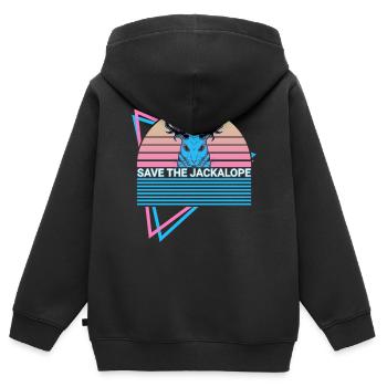 Schakalope Retro Cryptid Cryptozoology - Kids Premium Organic Zip-up Hoodie - black - Back - AI Model Kid Male (0cm)
