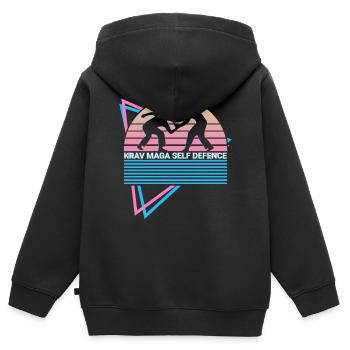 Krav Maga Rétro - Sweat Premium à capuche zippé enfant bio - noir - Dos - AI Model Kid Male (0cm)