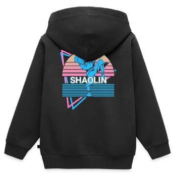 Kung Fu Rétro - Sweat Premium à capuche zippé enfant bio - noir - Dos - AI Model Kid Male (0cm)