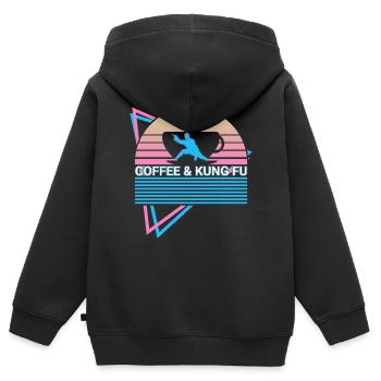 Kung Fu Retro - Kinder Premium Organic Zip Hoodie - Schwarz - Hinten - AI Model Kid Male (0cm)