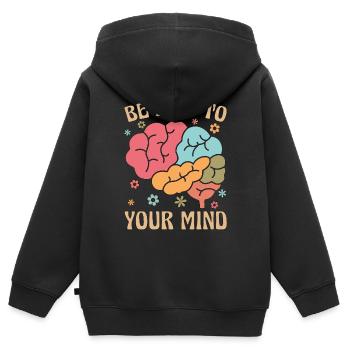 Santé mentale Soyez gentil avec votre Maladie mentale - Sweat Premium à capuche zippé enfant bio - noir - Dos - AI Model Kid Male (0cm)